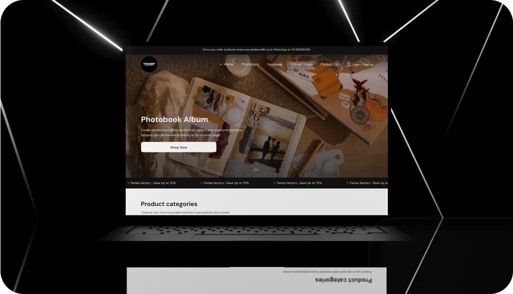 Frames Factory – Landing Page: Photo frame eCommerce website.