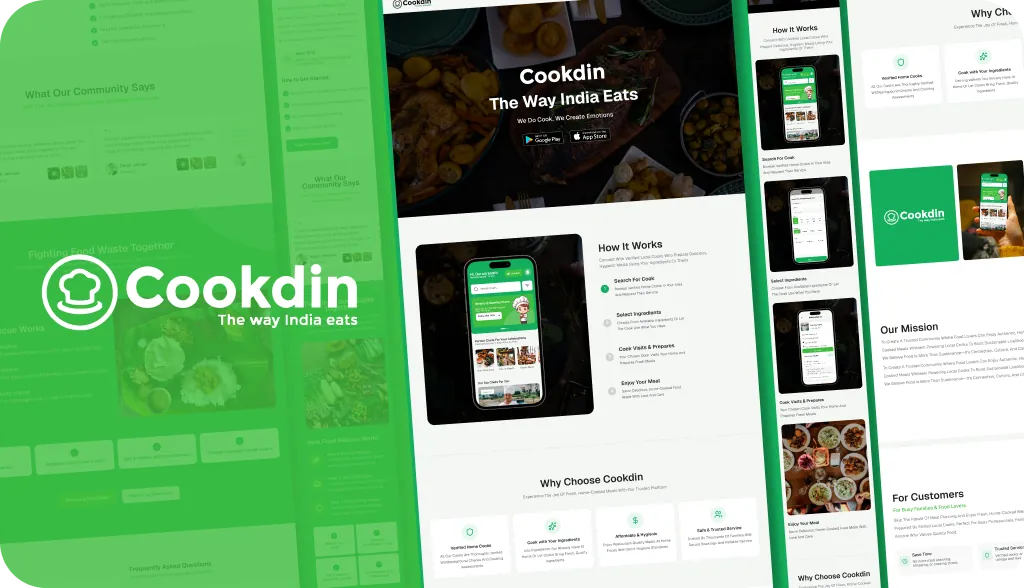 Cookdinweb – Landing Page: Chef service app Landing Page website.