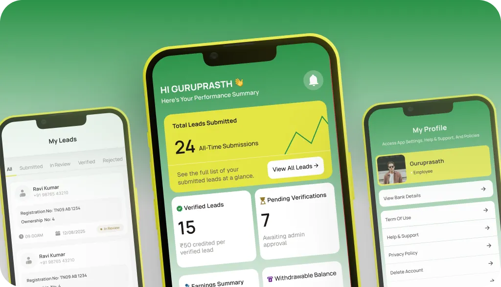 Infynia: Platform where freelancers submit two-wheeler insurance leads