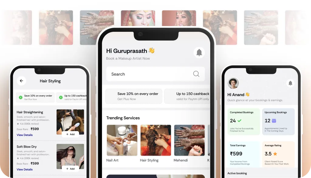Vayra: Makeup artist booking app.